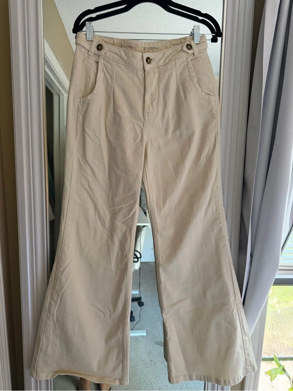 Pilcro Wide Leg Jeans in Light Cream